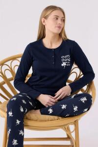 Arnetta 3056-S Kadın Uzun Kollu Pijama Takımı Lacivert - 3