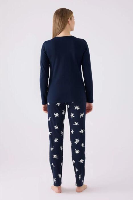 Arnetta 3056-S Kadın Uzun Kollu Pijama Takımı Lacivert - 4