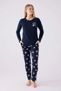 Arnetta 3056-S Kadın Uzun Kollu Pijama Takımı Lacivert - 5