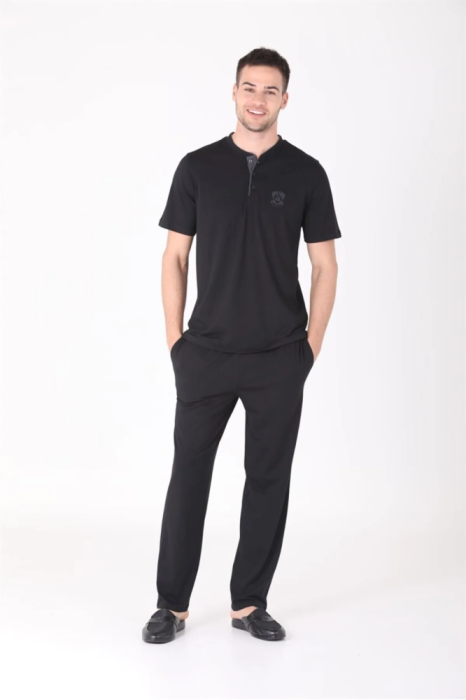 Ds Damat 224016 4'lü Penye Pijama Siyah - 1