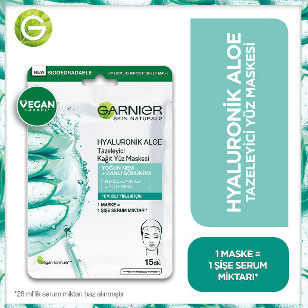 Garnier Hyaluronik Aloe Temizleyici Kağıt Yüz Maskesi - 3