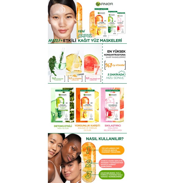Garnier Hyaluronik Asit Sıkılaştırıcı Ampul Kağıt Yüz Maskesi 15 Gr - 9