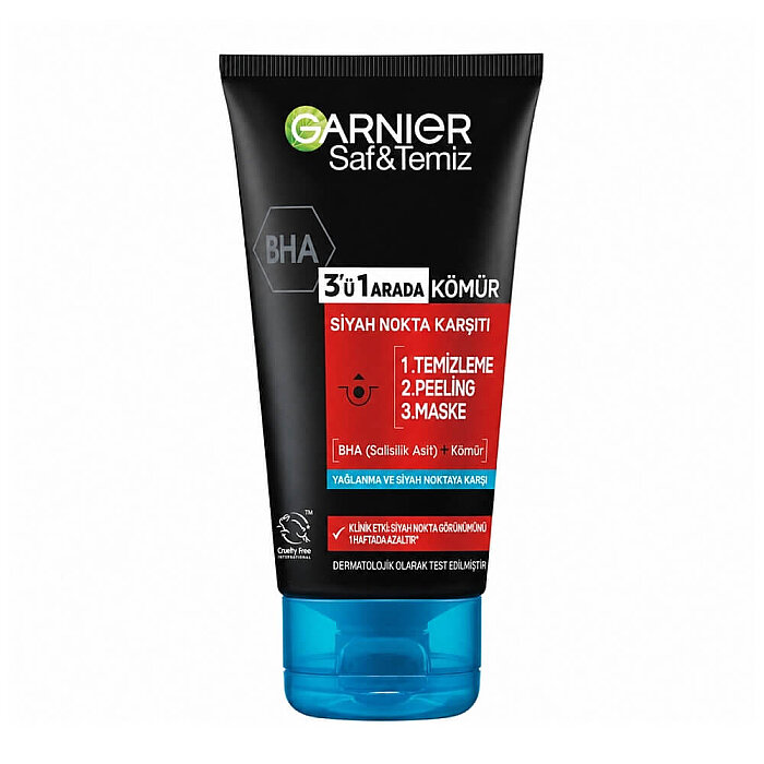 Garnier Saf & Temiz Siyah Nokta Karşıtı Kömürlü 3in1 Peeling Maske 150 Ml - 1