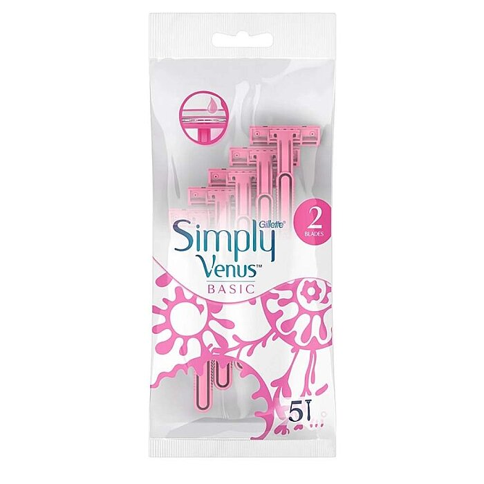 Gillette Simply Venus 2 Basic Kadın Tıraş Bıçağı 5'li - 1