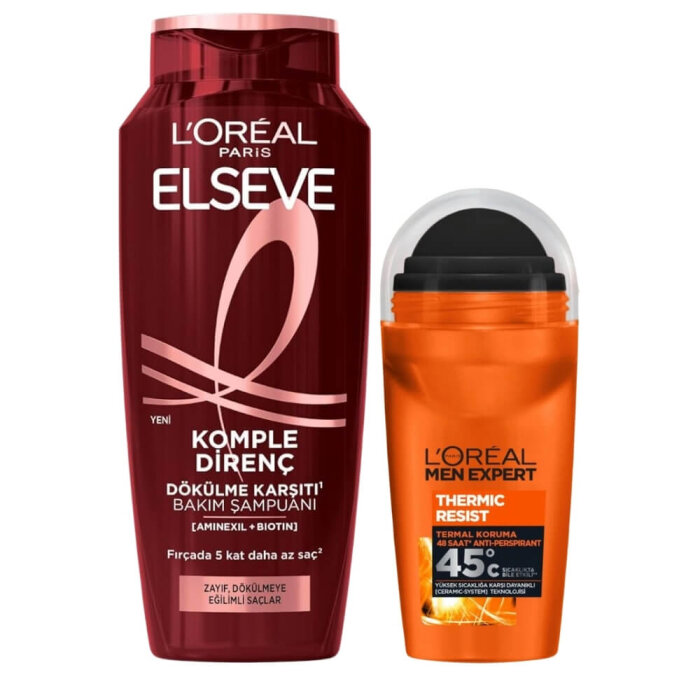 L'Oréal Paris Elseve Dökülme Karşıtı Şampuan 300 Ml+Men Expert Roll-On Set - 1