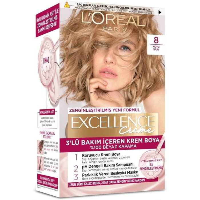 L'Oréal Paris Excellence Creme 8 Koyu Sarı Saç Boyası - 1