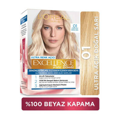 L'Oréal Paris Excellence Pure Blonde Saç Boyası 01 Ultra Açık Doğal Sarı - 1