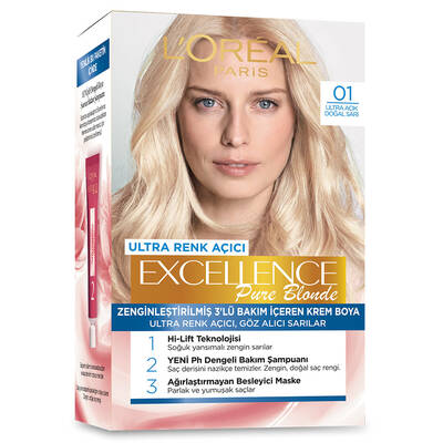 L'Oréal Paris Excellence Pure Blonde Saç Boyası 01 Ultra Açık Doğal Sarı - 2