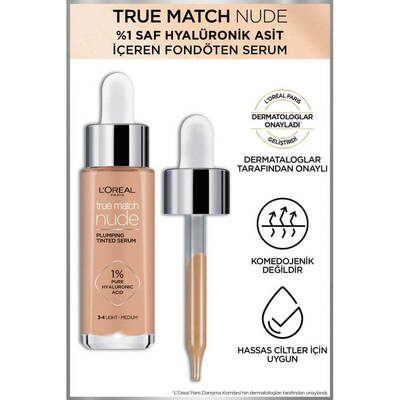 L'Oréal Paris True Match Nude Fondöten Serum 3-4 Light Medium - 5
