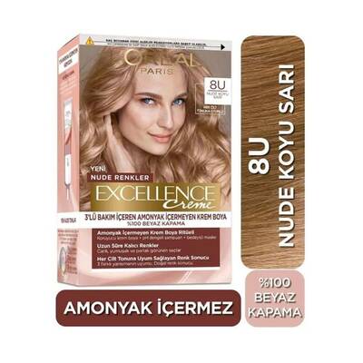 L'Oréal Paris Excellence Creme Nude Renkler 8U Koyu Sarı - 1