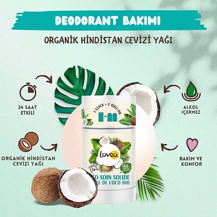 Lovea Solide Organic Coconut Oil Deo Stick 50 Gr - 3