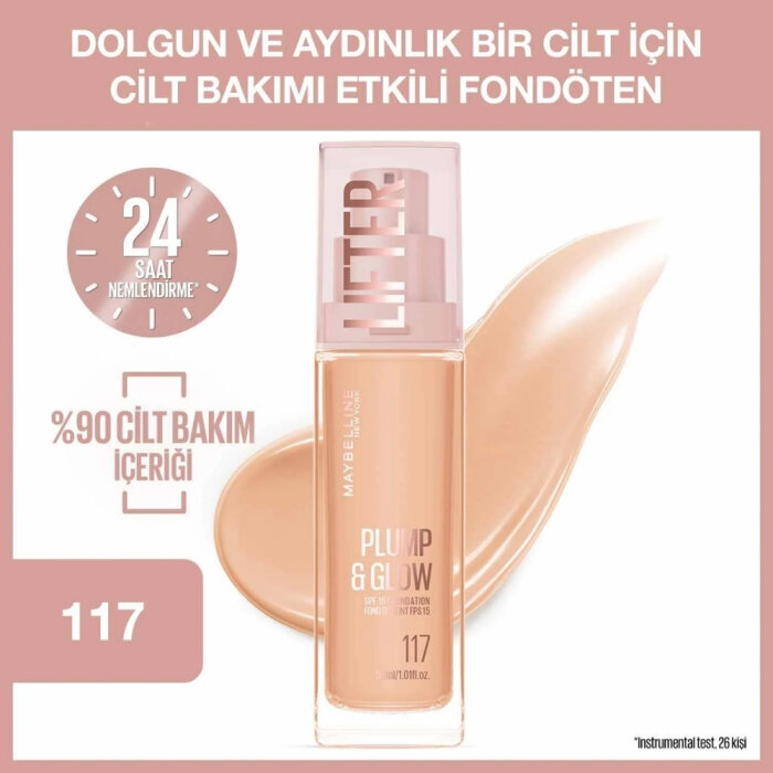 Maybelline Lifter Fondöten Plump&Glow 117 - 3