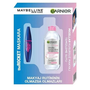 Maybelline Rocket Maskara + Garnier Micellar Kusursuz Makyaj Temizleme Suyu 2'li Set 