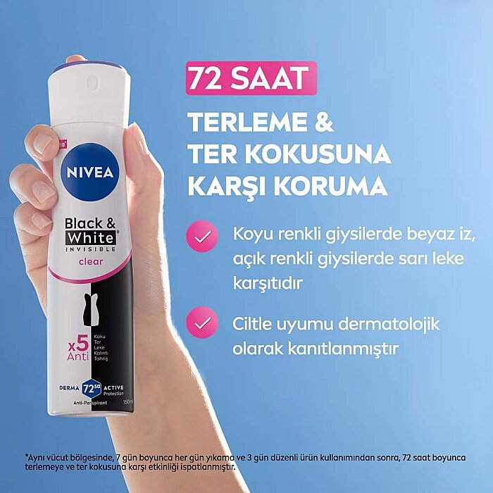 Nivea Black&White Clear Kadın Deodorant 150 Ml - 2