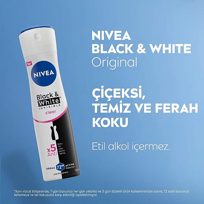 Nivea Black&White Clear Kadın Deodorant 150 Ml - 4