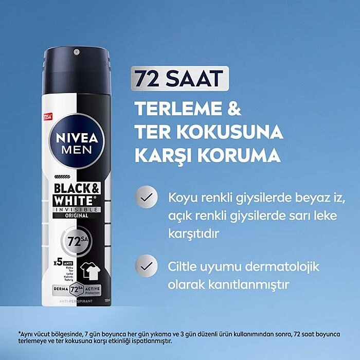 Nivea Black&White Invisible Power Erkek Deodorant 200 Ml - 4