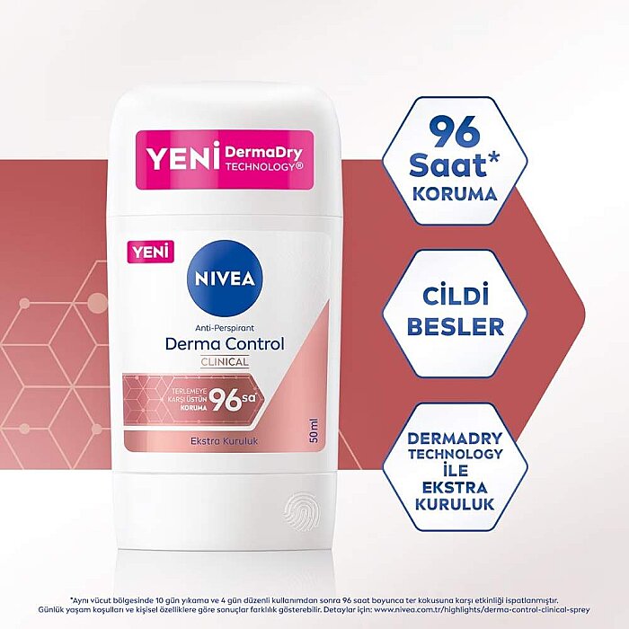 Nivea Derma Control Clinical Kadın Deodorant Stick 50 Ml - 2