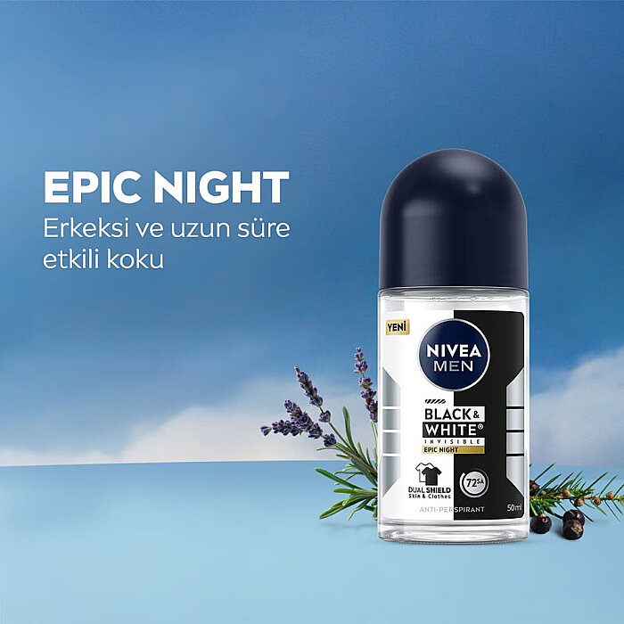 Nivea Men Black & White Epic Night Erkek Deodorant Roll-On 50 Ml - 6