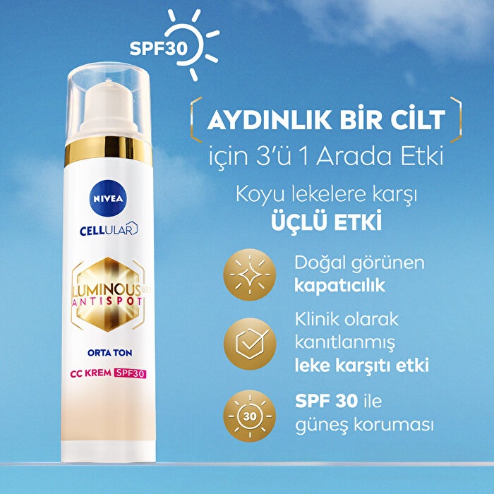 Nivea Visage Luminous 630 Koyu Leke Karşıtı SPF30 CC Yüz Kremi Orta Ton - 3