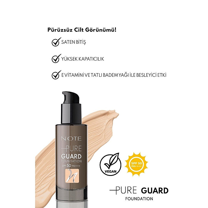 Note Pure Guard SPF50 Yoğun Kapatıcı Saten Bitişli Fondöten 110 - 4