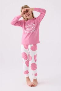 Roly Poly 3470-2 Kız Çocuk Uzun Uzun Kol Pijama Takımı Karanfil - 
