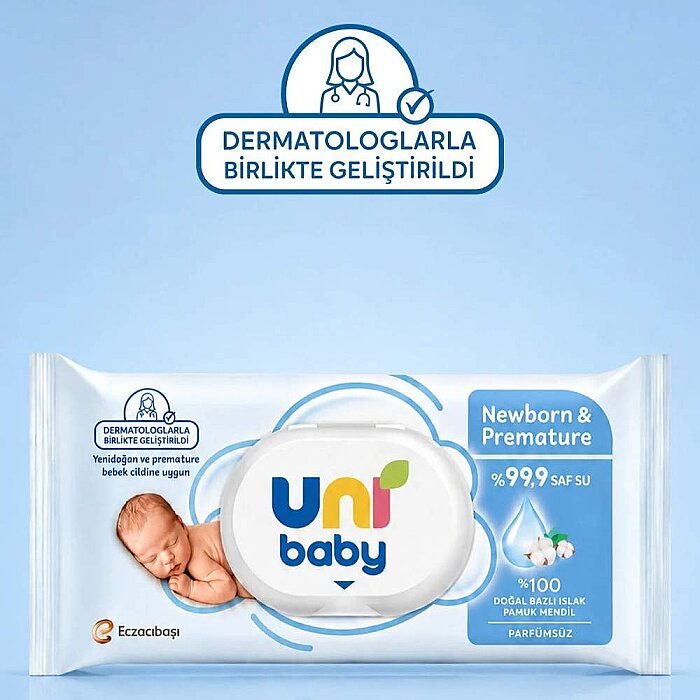 Uni Baby Newborn&Premature Islak Havlu 3X40'lı - 3