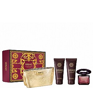 Versace Crsytal Noir Kadın Parfüm Edp 90 Ml + Shower Gel 100 Ml+Body Lotion 100 Ml + Gold Pouch Set - Versace