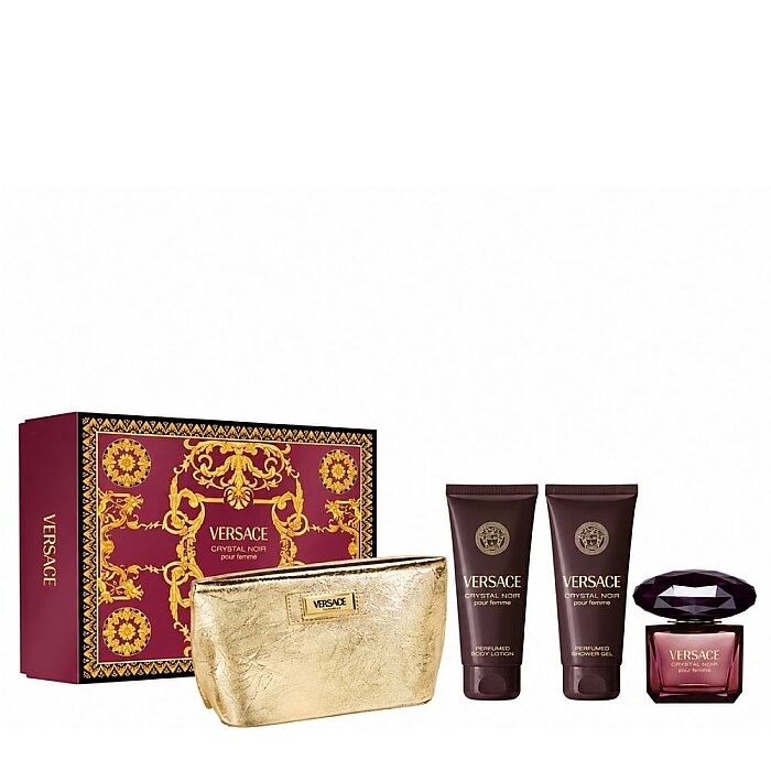 Versace Crsytal Noir Kadın Parfüm Edp 90 Ml + Shower Gel 100 Ml+Body Lotion 100 Ml + Gold Pouch Set - 1