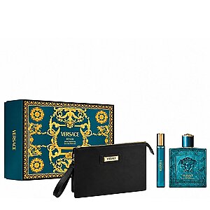 Versace Eros Erkek Parfüm Edp 100 Ml + Edp 10 Ml + Pouch Set - Versace
